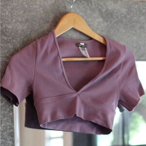 Crop Top for Dance Deep Lilac Purple